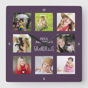 Grandmother Grandfather PHOTO Collage Gift Square Wall Clock