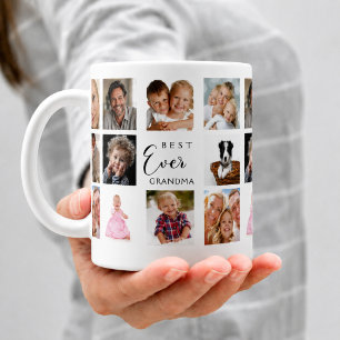 Grandmother grandma photo collage white black coffee mug