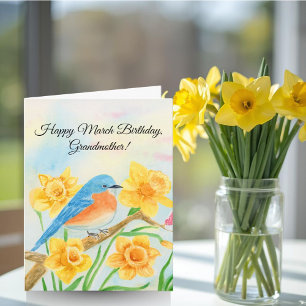 Grandmother Happy March Birthday Blue Bird  Card