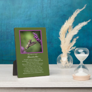 Grandmother Memorial With Hummingbird Poem Plaque