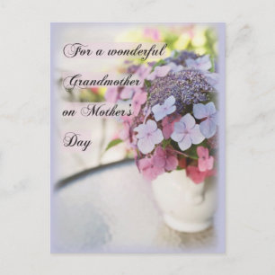 Grandmother Mother's Day flower on Table Postcard