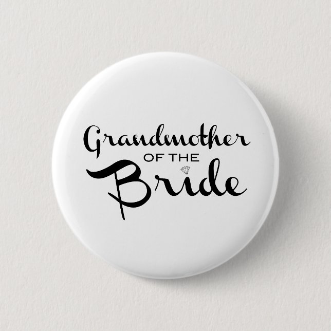 Grandmother of Bride Black on White 6 Cm Round Badge (Front)