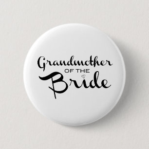 Grandmother of Bride Black on White 6 Cm Round Badge
