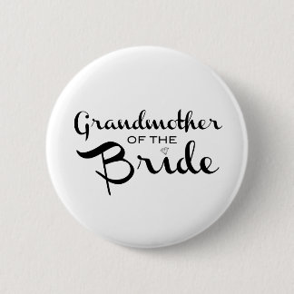 Grandmother of Bride Black on White 6 Cm Round Badge