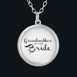 Grandmother of Bride Black on White Silver Plated Necklace<br><div class="desc">Cute way for the grandmother of the bride to let the world know the news. Perfect for bachelorette parties and other wedding events.</div>