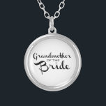 Grandmother of Bride Black on White Silver Plated Necklace<br><div class="desc">Cute way for the grandmother of the bride to let the world know the news. Perfect for bachelorette parties and other wedding events.</div>