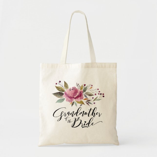 Grandmother of Bride Floral Budget Tote Bag (Front)