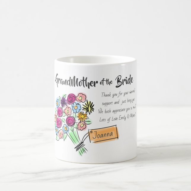 GrandMother of Bride Personalized ThankYou Message Coffee Mug (Center)