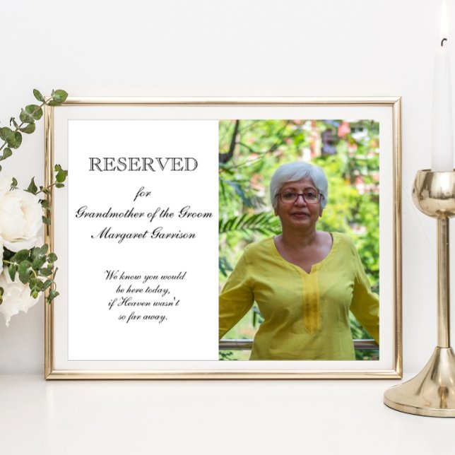 Grandmother of Groom Photo Memorial Seat Wedding Poster (Creator Uploaded)
