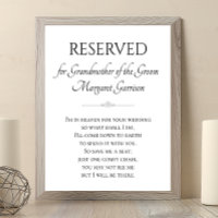 Grandmother Of Groom Save A Seat Memorial Wedding