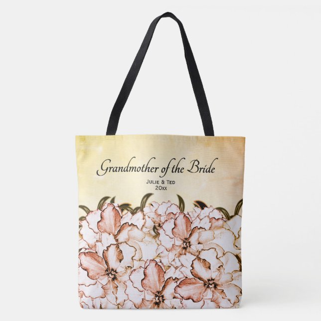 Grandmother of the Bride Floral w Names / Date Tote Bag (Front)