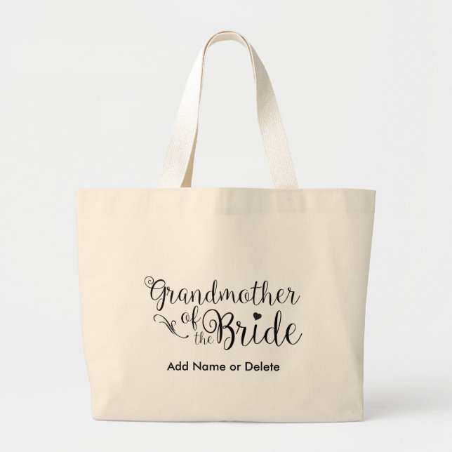 Grandmother of the Bride Large Canvas Tote Bag (Front)