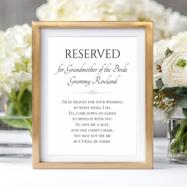 Grandmother of the Bride Memorial Poem Wedding Poster (Creator Uploaded)