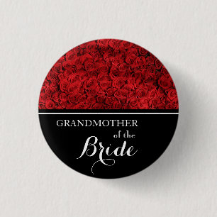 Grandmother of The Bride Wedding Red Roses 3 Cm Round Badge