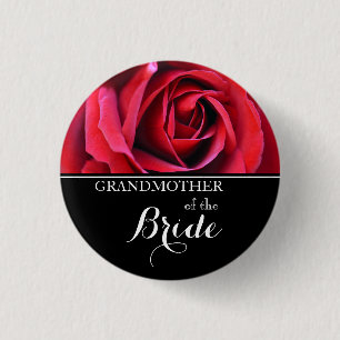 Grandmother of The Bride Wedding Red Roses Button