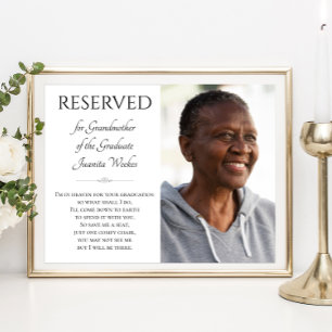 Grandmother of the Graduate Save A Seat Memorial Poster