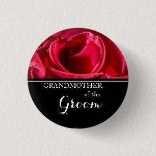 Grandmother of The Groom Wedding Red Roses 3 Cm Round Badge