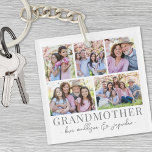 Grandmother Photo Collage Key Ring<br><div class="desc">This simple and elegant boho-inspired keychain is a perfect way to celebrate Grandmother. The design features a space for five photos, with "Grandmother" displayed underneath in a classic serif font. In soft script, there's room to add "Love, the Kids' Names" or just the names, or even a second line of...</div>