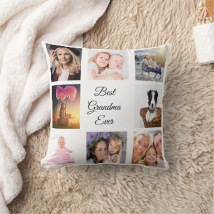 Grandmother Photo collage white Cushion