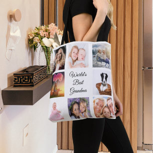 Grandmother photo collage white tote bag