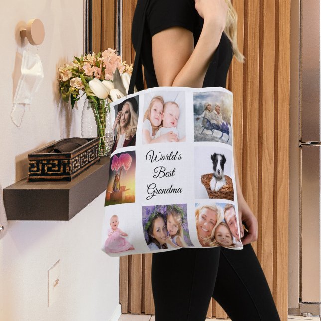 Grandmother photo collage white tote bag (Creator Uploaded)