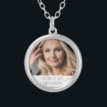 Grandmother Photo Silver Plated Necklace<br><div class="desc">Personalise and add your own photo of the best grandmother in the world.  A white frame with black text:  World's Best Grandma. A birthday or Christmas gift for your grandmother.</div>