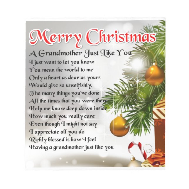Grandmother poem - Christmas design Notepad (Front)