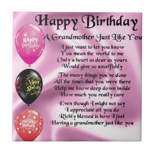 Grandmother Poem - Happy Birthday Tile