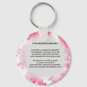 Grandmother Poem - Pink Floral Key Ring