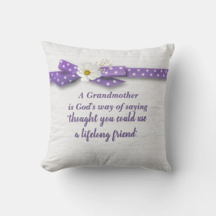 Grandmother Quote with Ribbon On Wood Cushion