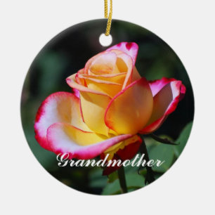 Grandmother Red and Yellow and Pink Roses Ornament