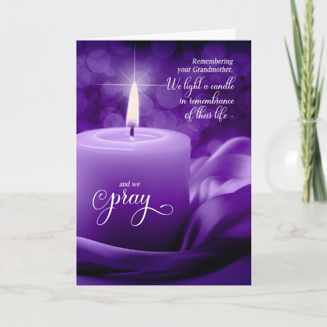 Grandmother Remembrance Anniversary Death Purple Card (Front)