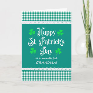 Grandmother St Patrick's Shamrocks Green Checks Card