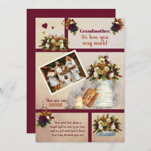 Grandmother We Love You Photo Fall Floral   Text   Card