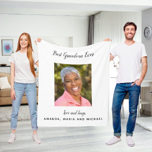Grandmother white black photo fleece blanket