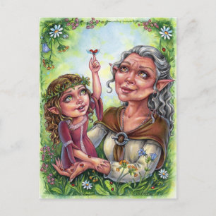 Grandmother With Granddaughter Postcard Elves