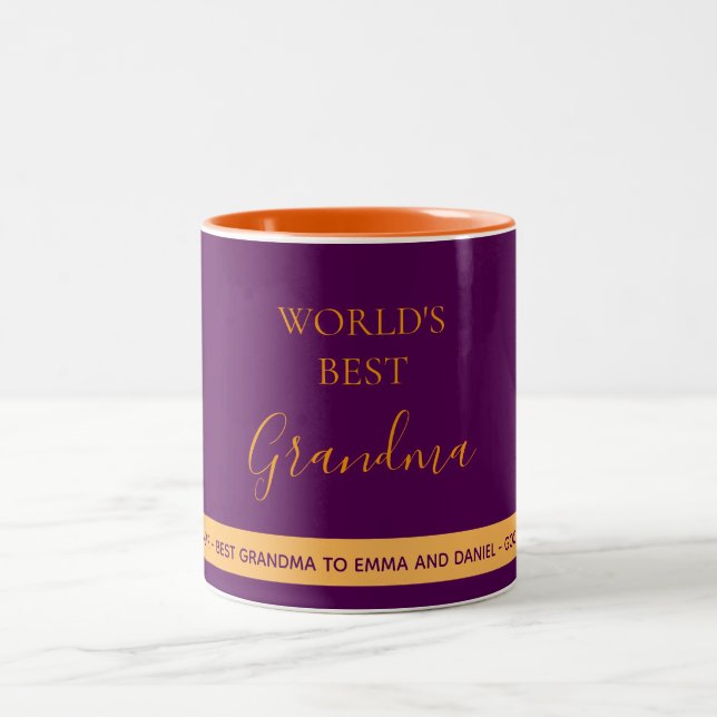 Grandmother World's best grandma purple Two-Tone Coffee Mug (Center)