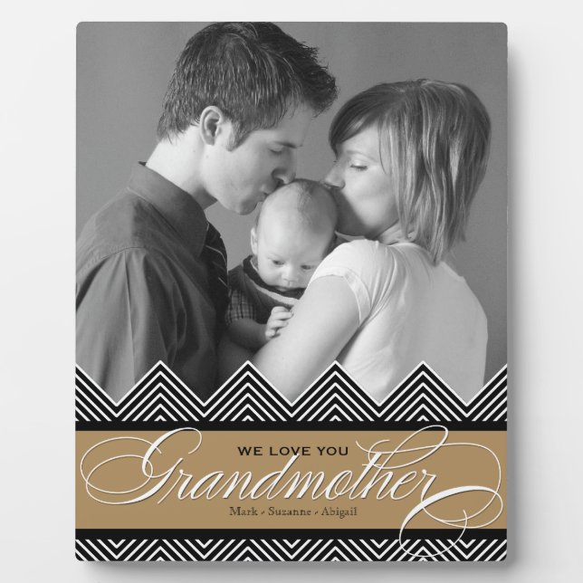 Grandmother Zig Zag Chevron Modern Personalised Plaque (Front)