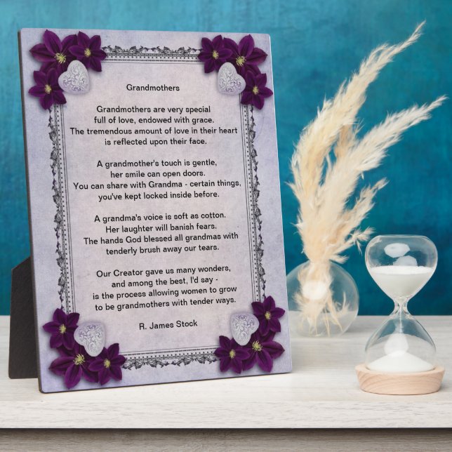 "Grandmothers", a loving poem on a flowered plaque (Side)