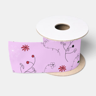 Grandmother's Flower Garden Pattern Satin Ribbon