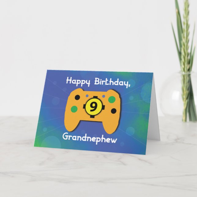 Grandnephew 9 Year Old Birthday Gamer Controller Card (Front)