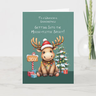 Grandnephew Adorable Funny Moose Christmas Card