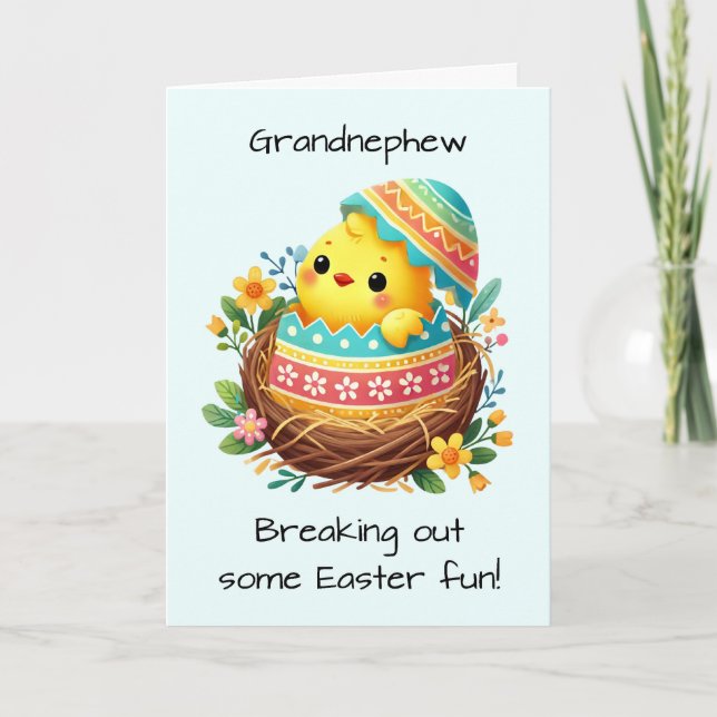 Grandnephew Easter Chick Breaking Out of Shell Card (Front)
