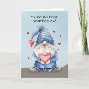 Grandnephew Valentine Funny Gnome Wearing Denim Card