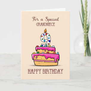 Grandniece 9th Birthday, 9 on Sweet Pink Cake Card