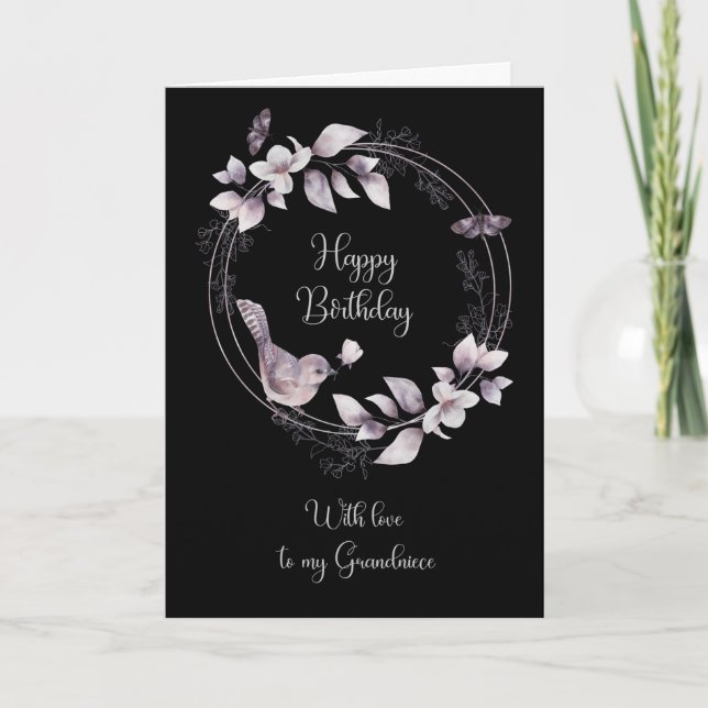 Grandniece Birthday Bird and Butterflies Card (Front)
