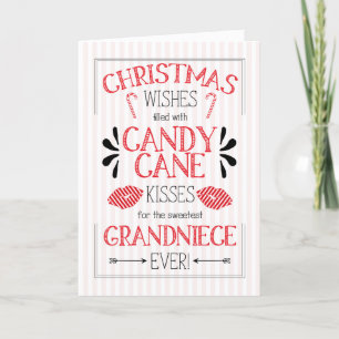 Grandniece Candy Cane Kisses Christmas Wishes Holiday Card