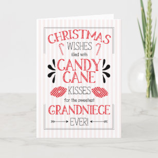 Grandniece Candy Cane Kisses Christmas Wishes Holiday Card