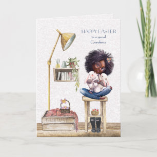 Grandniece Easter African American Girl  Card