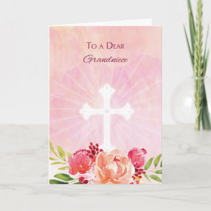 Grandniece Religious Easter Blessings Watercolor Holiday Card